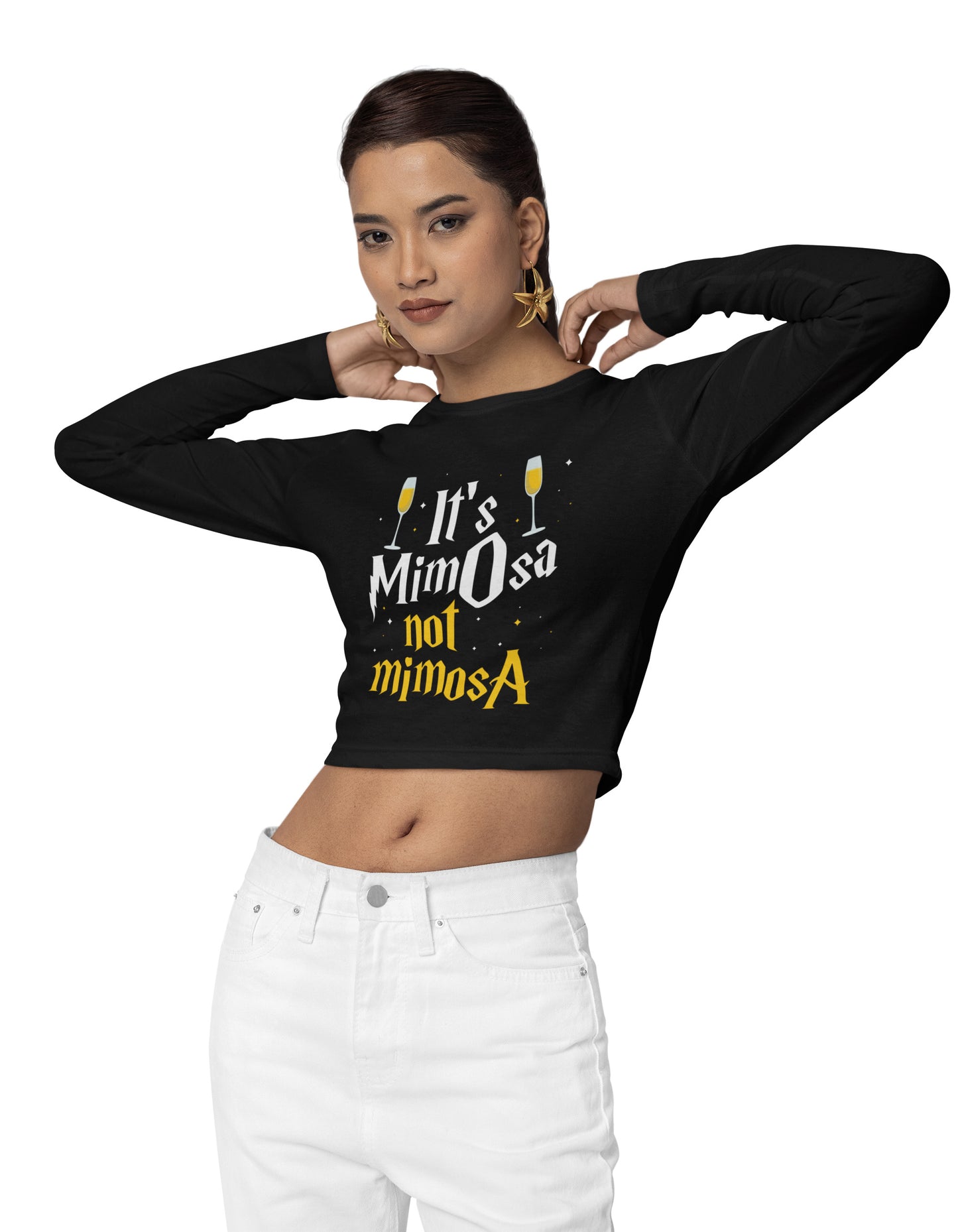 It's MimOsa Not MimosA - Ladies Cropped Fleece Crew - Absurd Ink