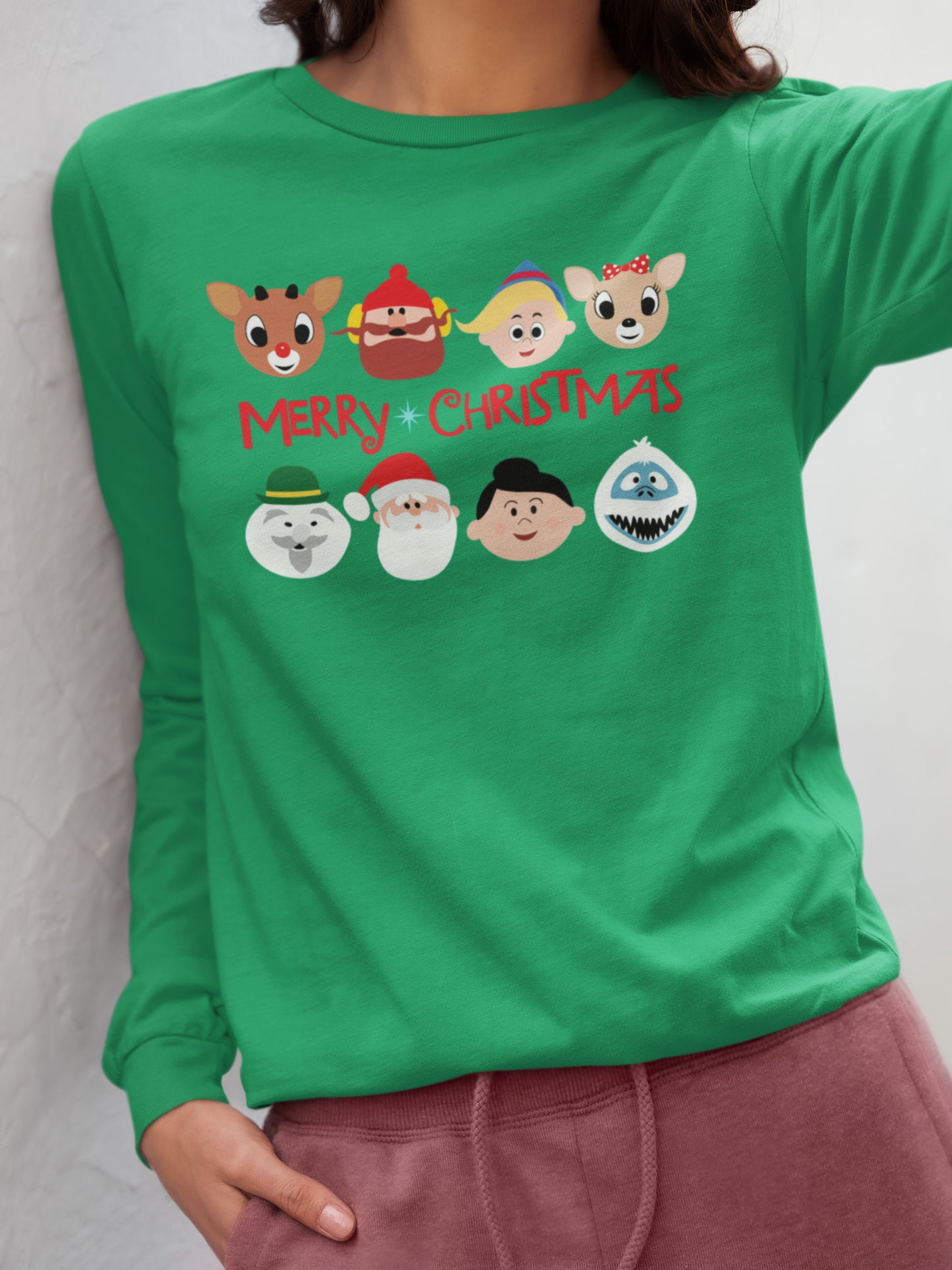 Rudolph Characters Merry Christmas - Long Sleeve Tee
