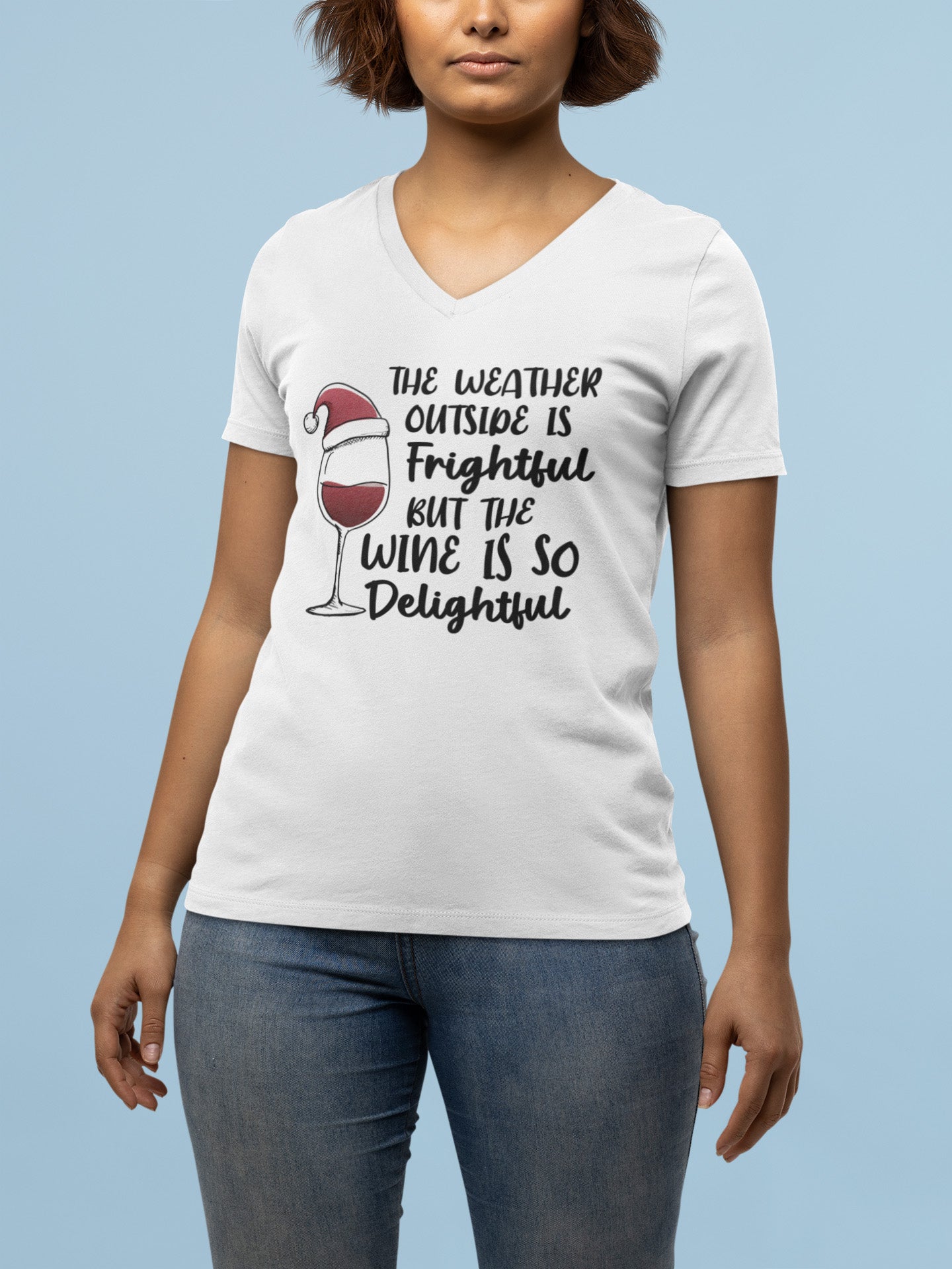 Wine Christmas - Ladies V-Neck T-Shirt