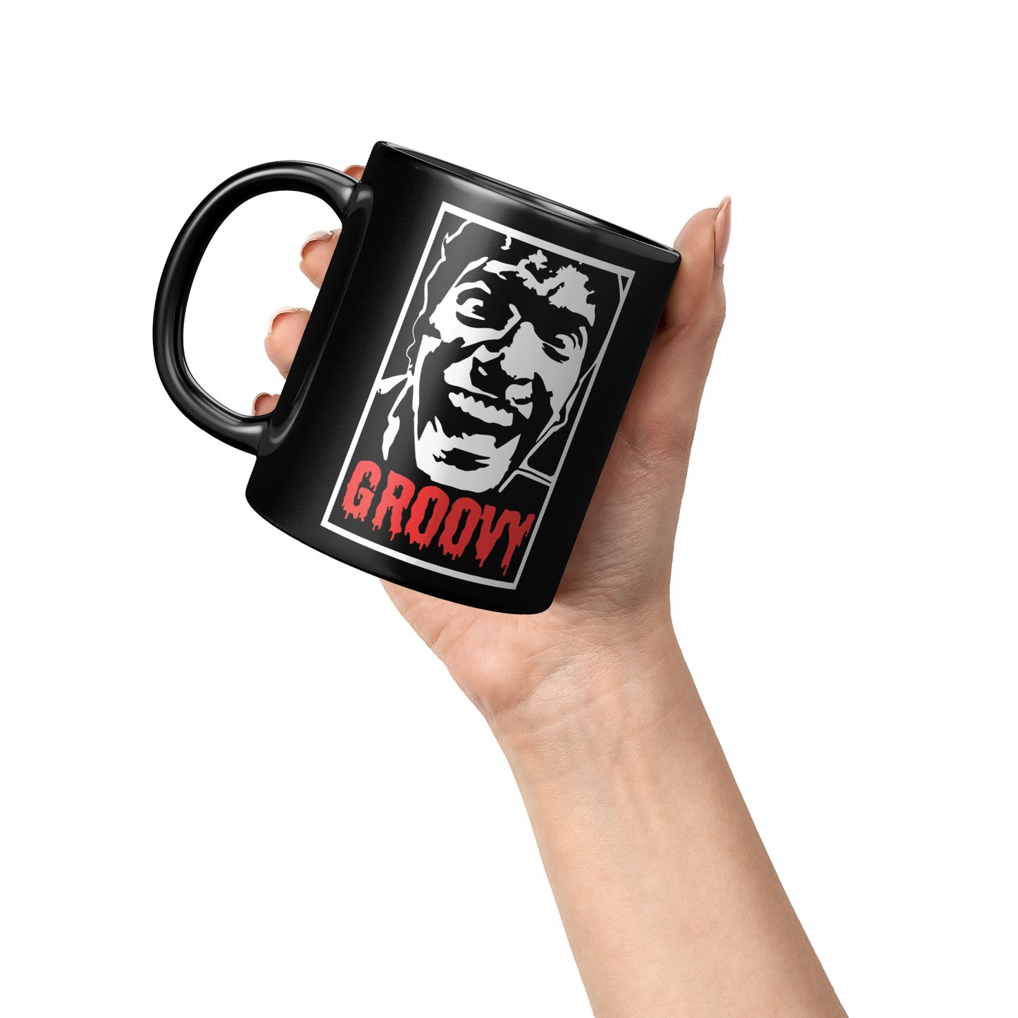 Evil_Dead_Groovy_-_11oz_Mug_Lifestyle_Raised_Hand_LH_Mockup.png
