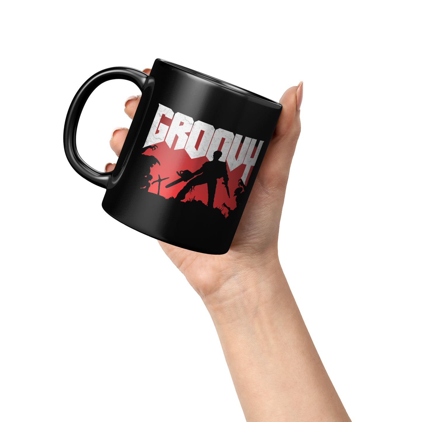 Evil_Dead_Groovy_Doom_-_11oz_Mug_Lifestyle_Raised_Hand_LH_Mockup.png