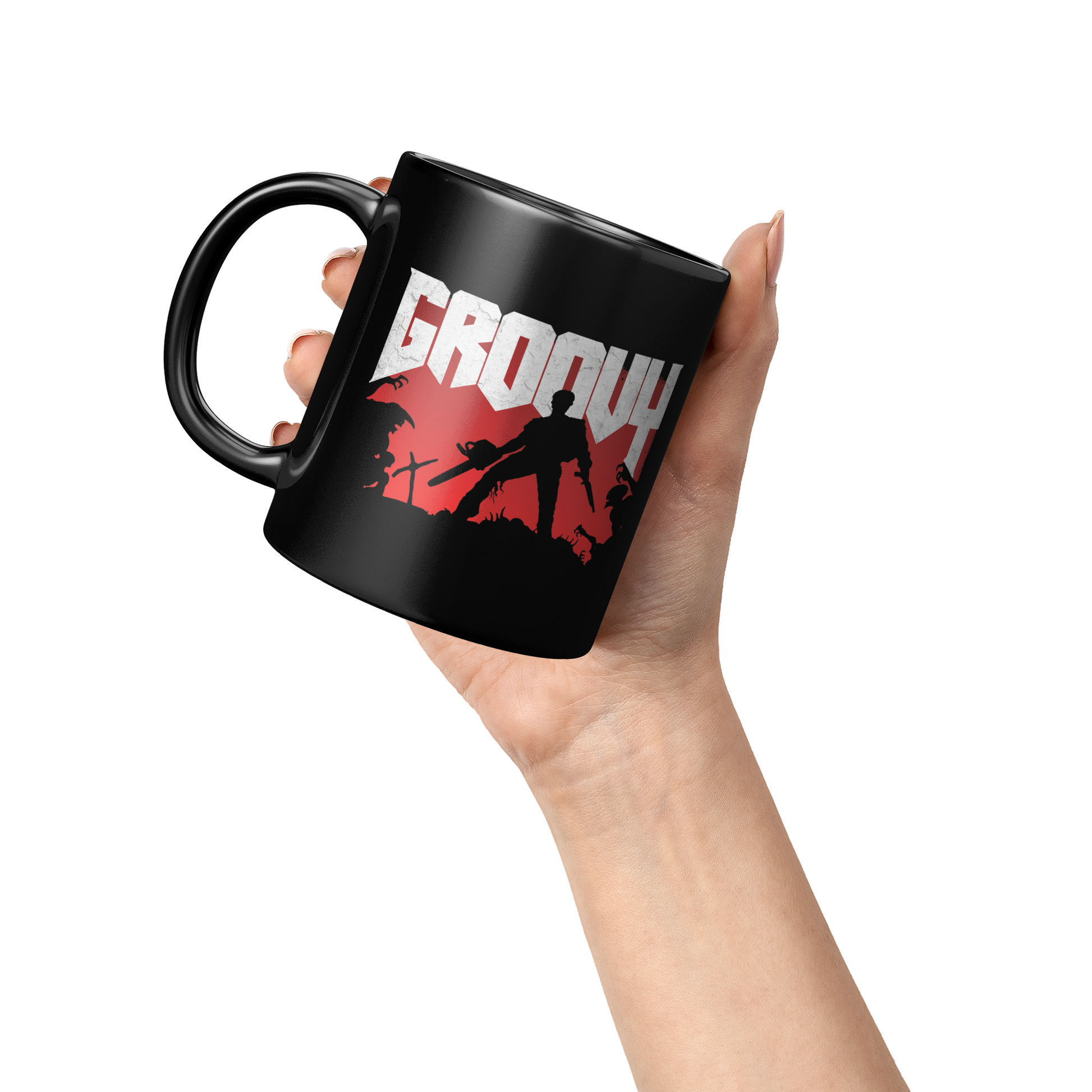 Evil_Dead_Groovy_Doom_-_11oz_Mug_Lifestyle_Raised_Hand_LH_Mockup.png