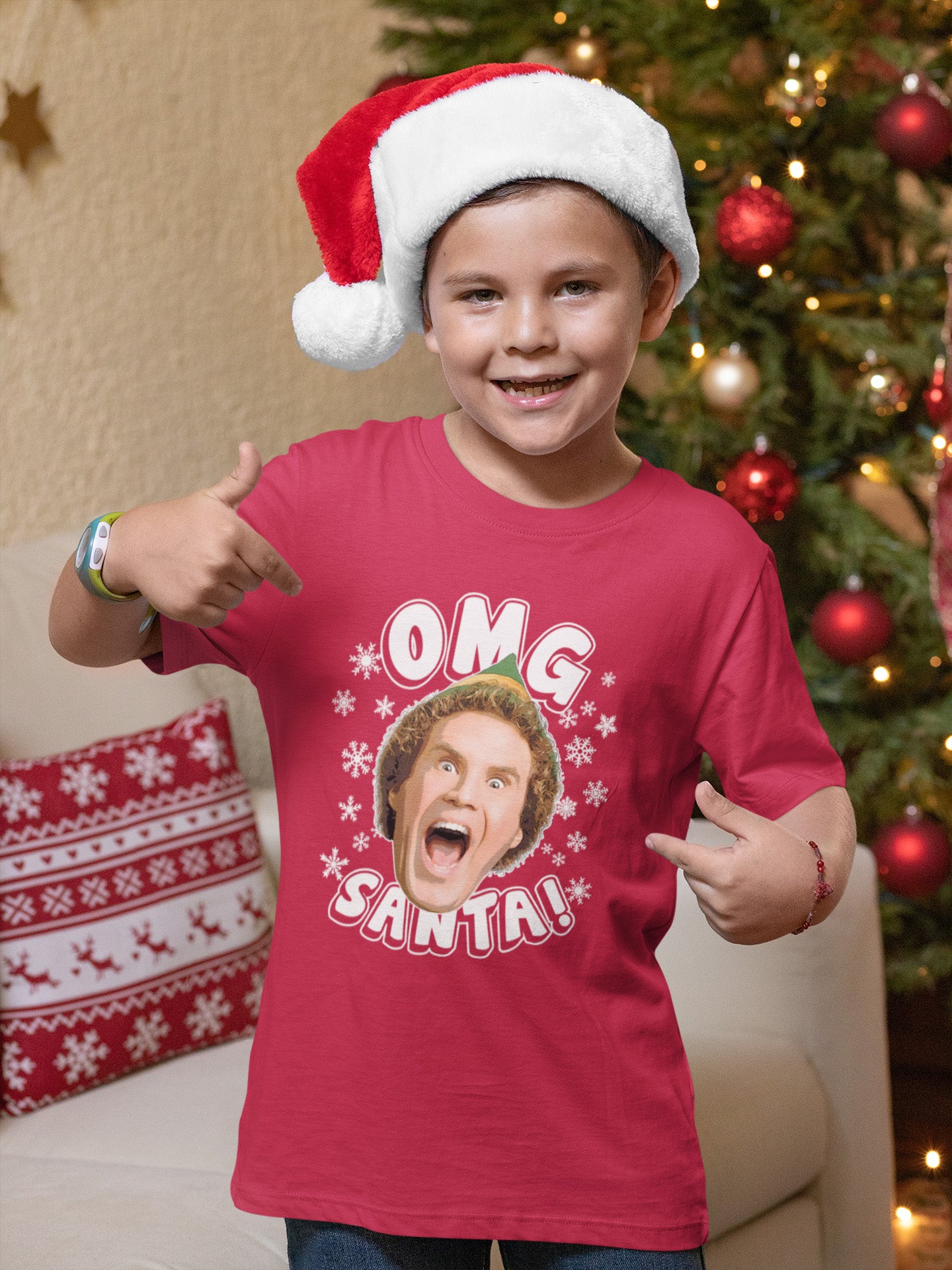Buddy The Elf OMG Santa - Youth T-Shirt