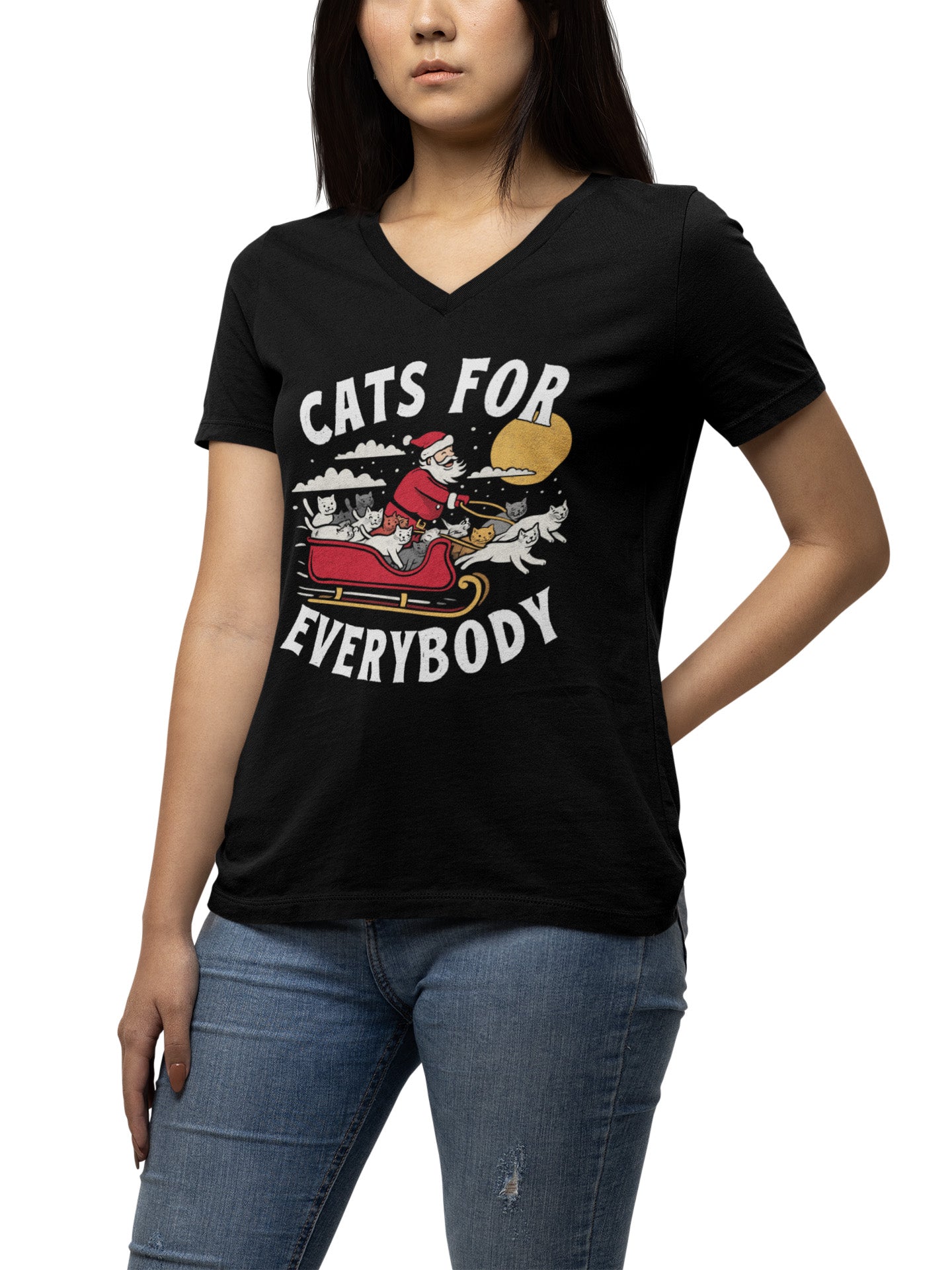 Cats For Everybody - Ladies V-Neck T-Shirt