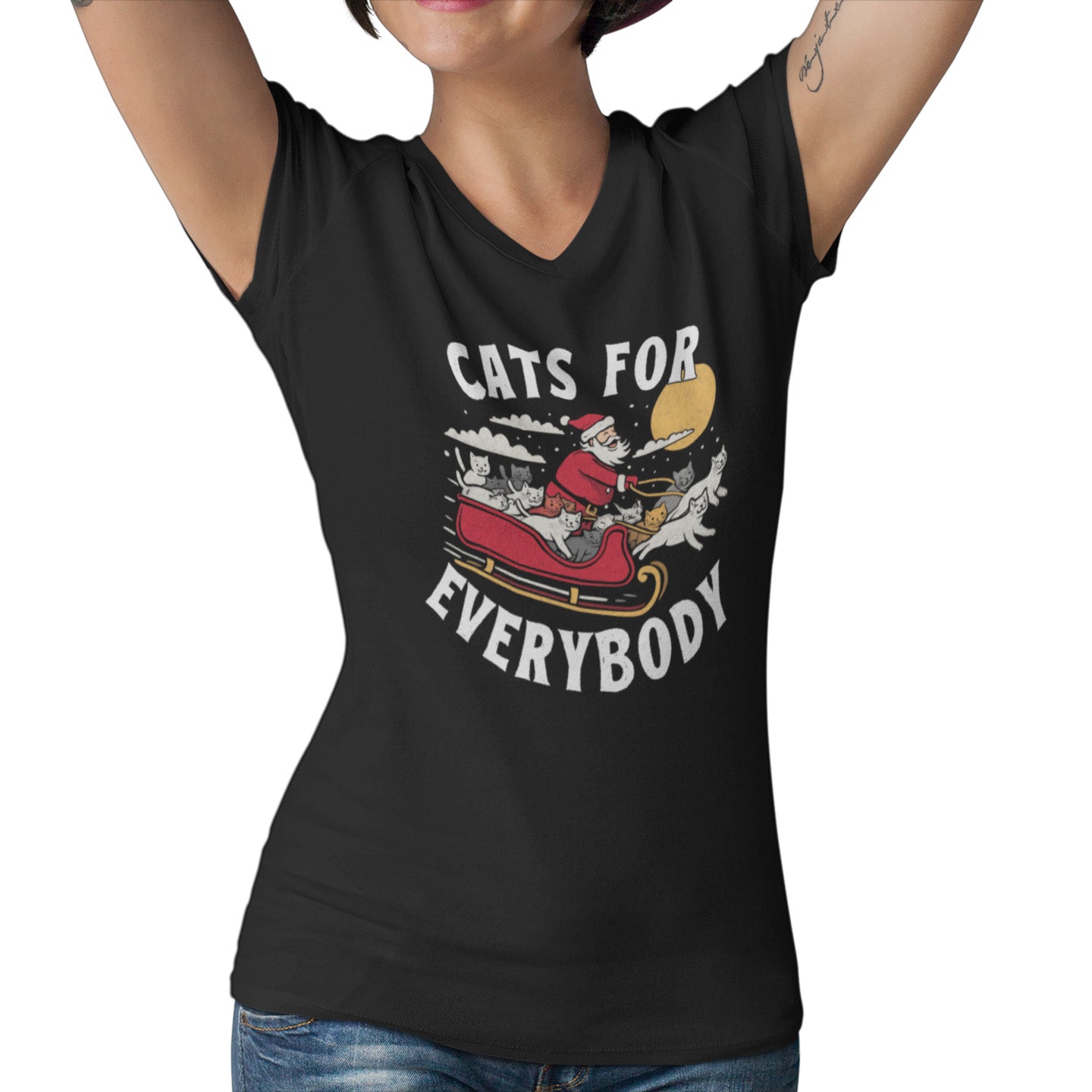 Cats For Everybody - Ladies V-Neck T-Shirt