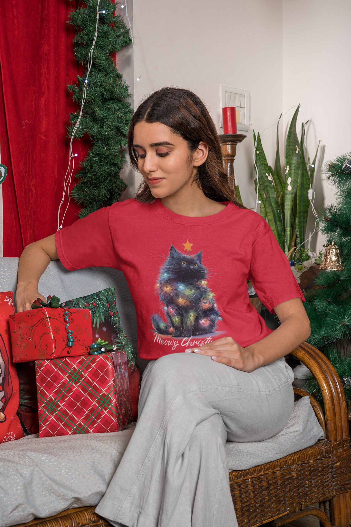 Christmas Cat Meowy Christmas - T-Shirt