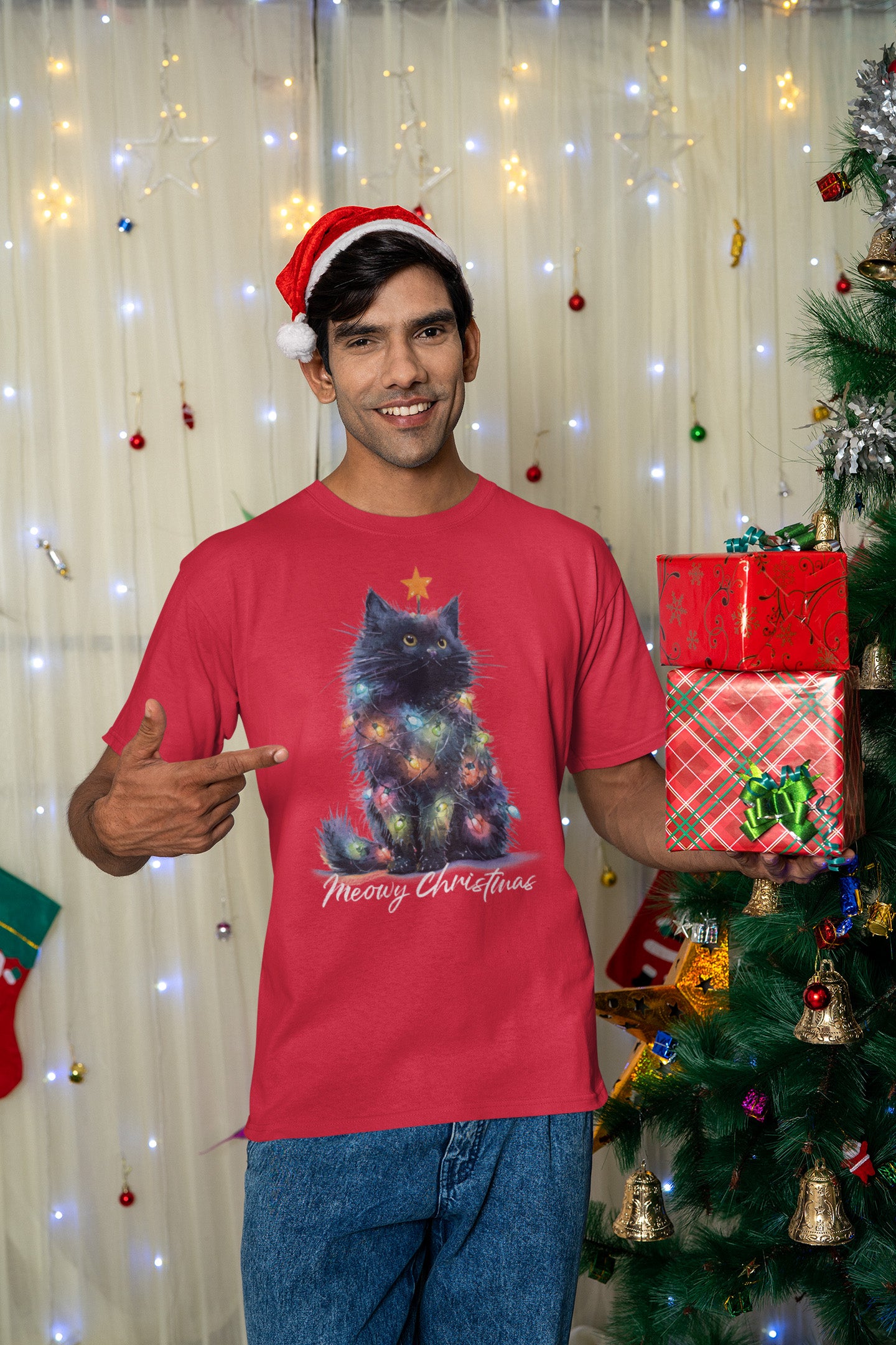 Christmas Cat Meowy Christmas - T-Shirt