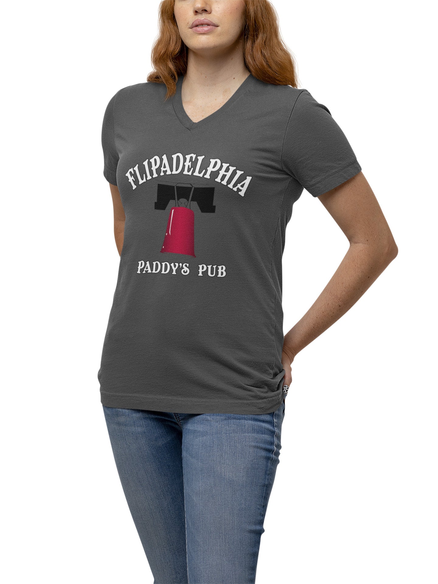 Flipadelphia - Ladies V-Neck T-Shirt - Absurd Ink