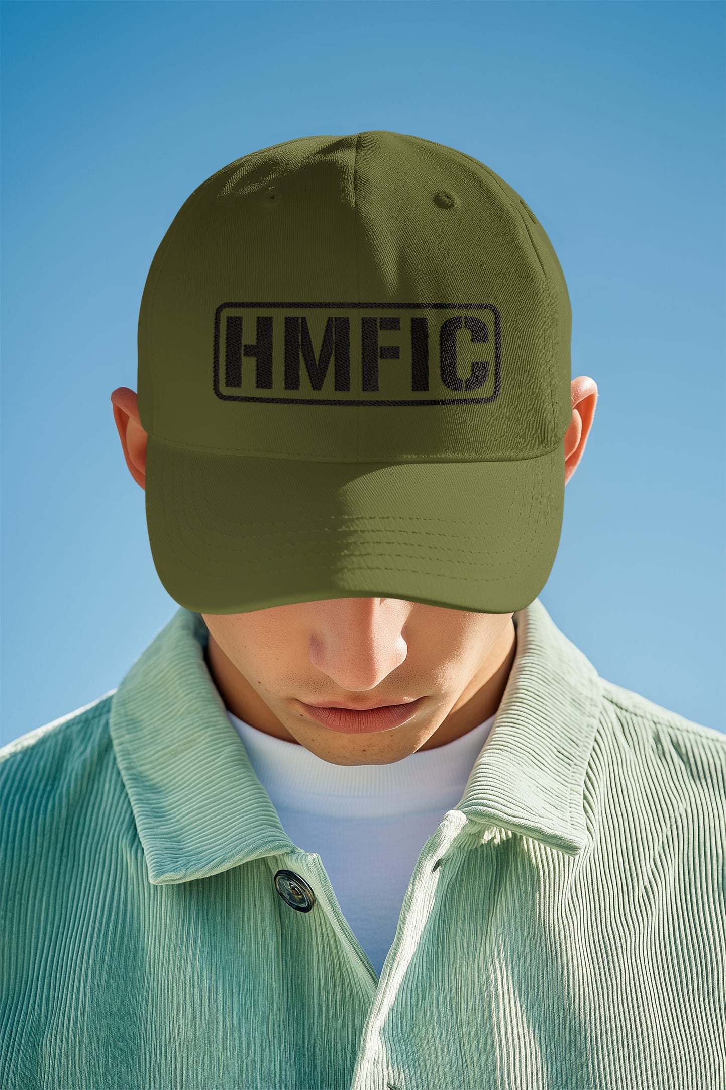 HMFIC - Fitted Baseball Cap (Olive) - Absurd Ink