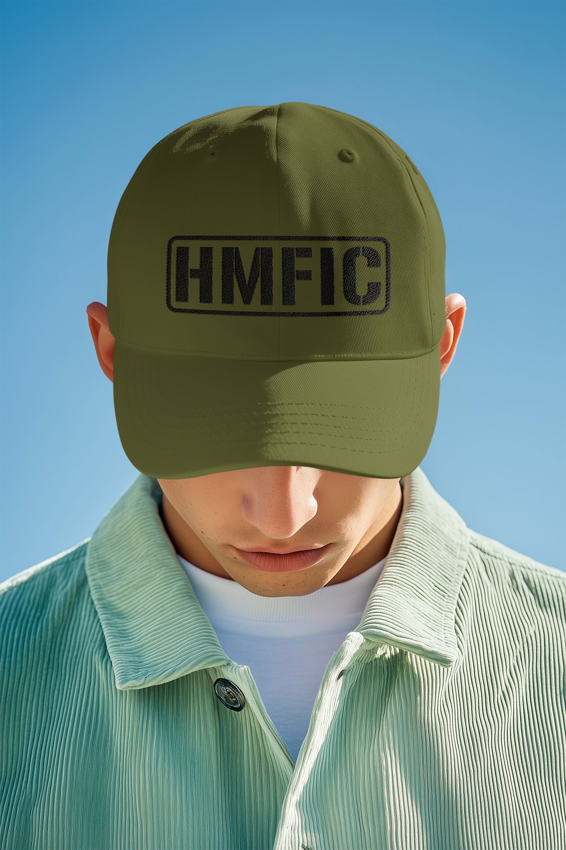 HMFIC - Fitted Baseball Cap (Olive) - Absurd Ink