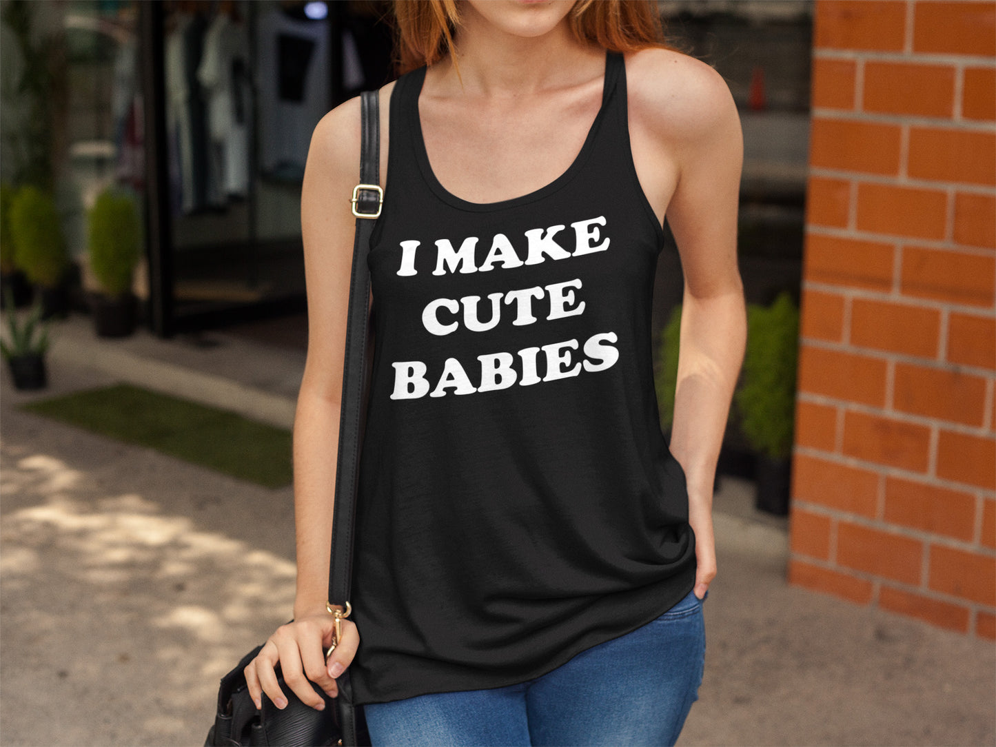 I Make Cute Babies - Flowy Racerback Tank - Absurd Ink