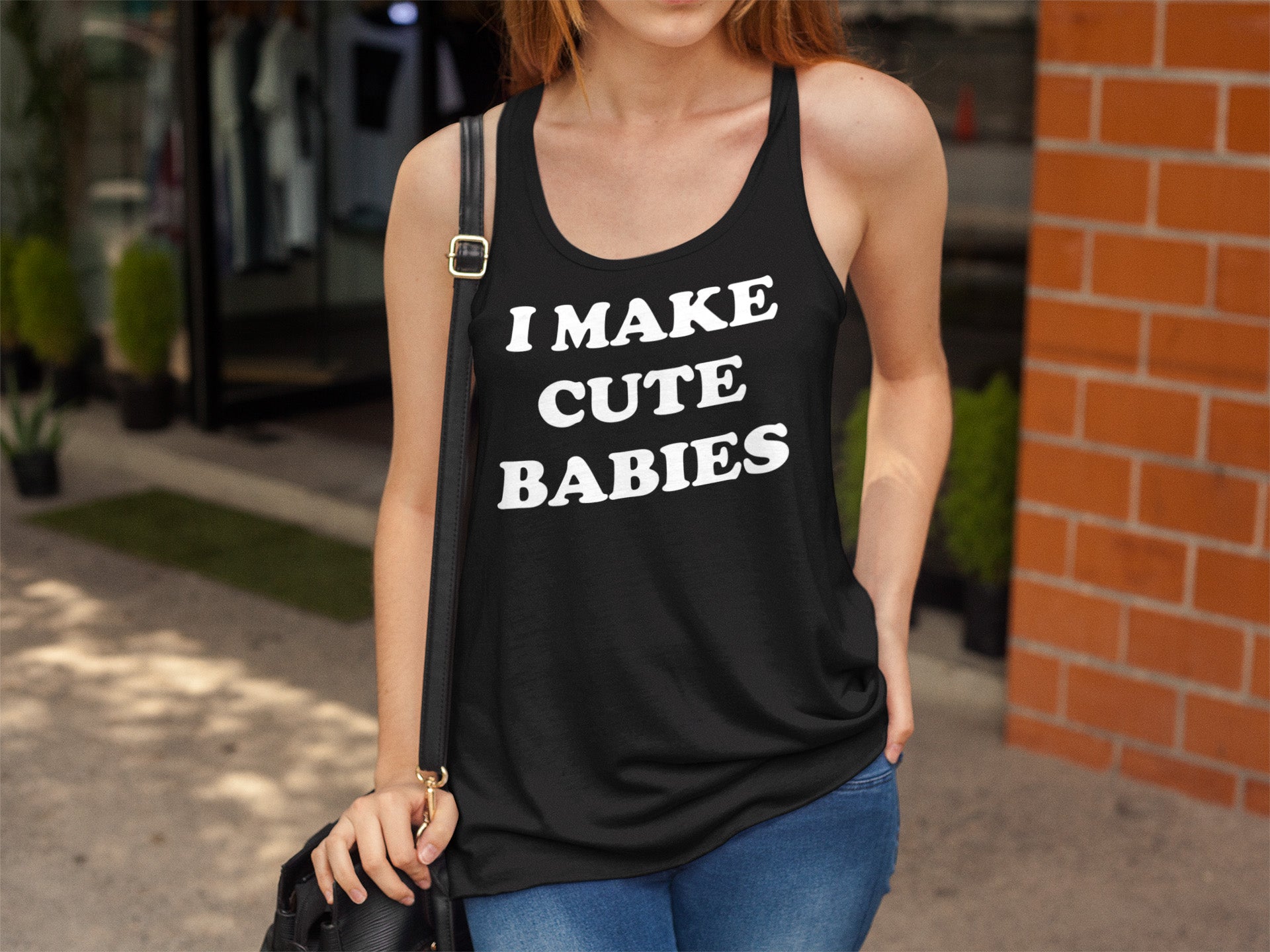 I Make Cute Babies - Flowy Racerback Tank - Absurd Ink
