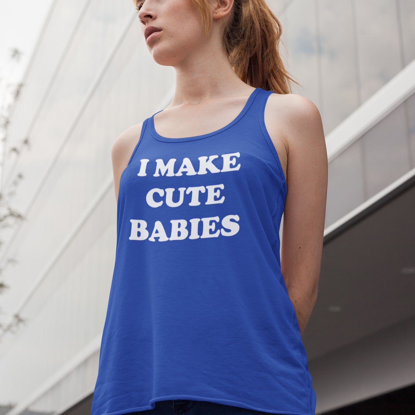 I Make Cute Babies - Flowy Racerback Tank - Absurd Ink