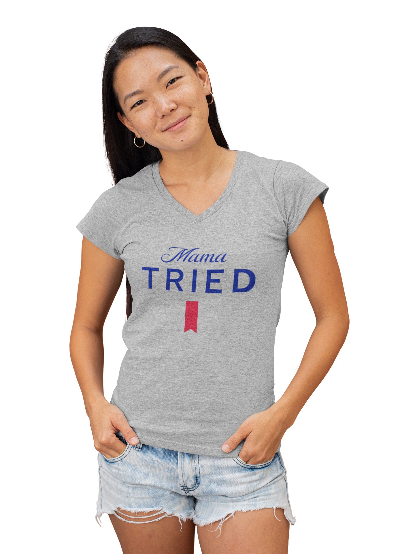 Mama Tried Mich Ultra - Ladies V-Neck Tee - Absurd Ink