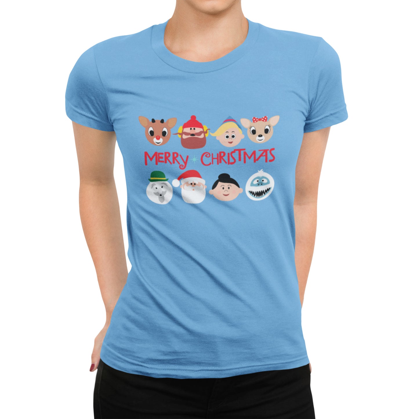 Rudolph Characters Merry Christmas - Ladies T-Shirt