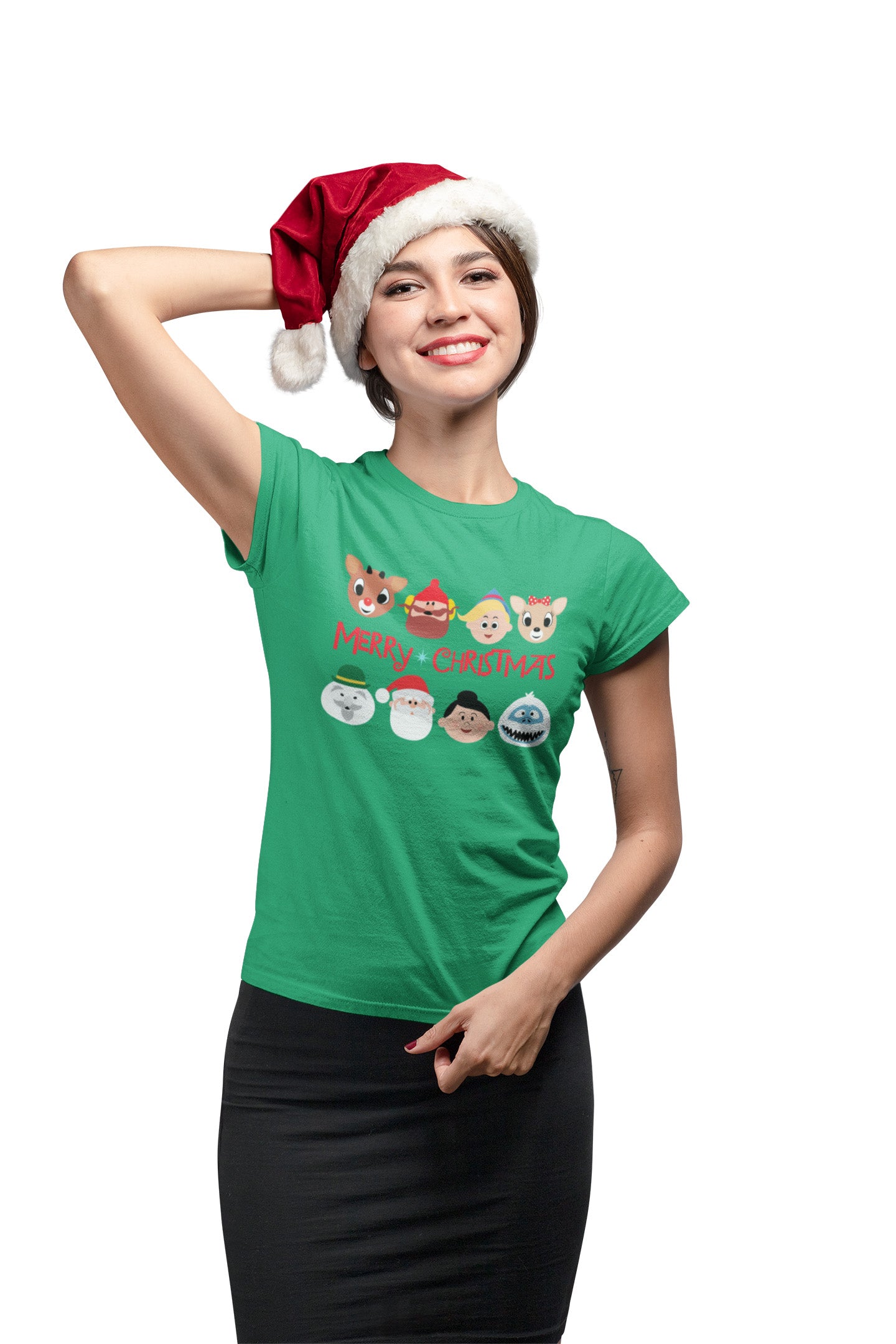 Rudolph Characters Merry Christmas - Ladies T-Shirt