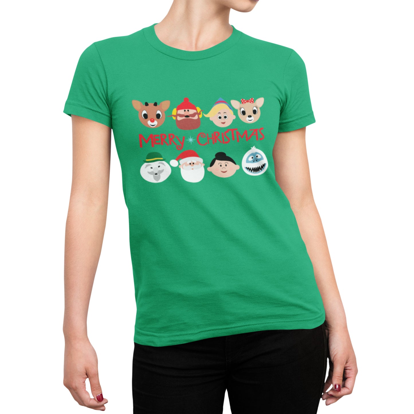 Rudolph Characters Merry Christmas - Ladies T-Shirt