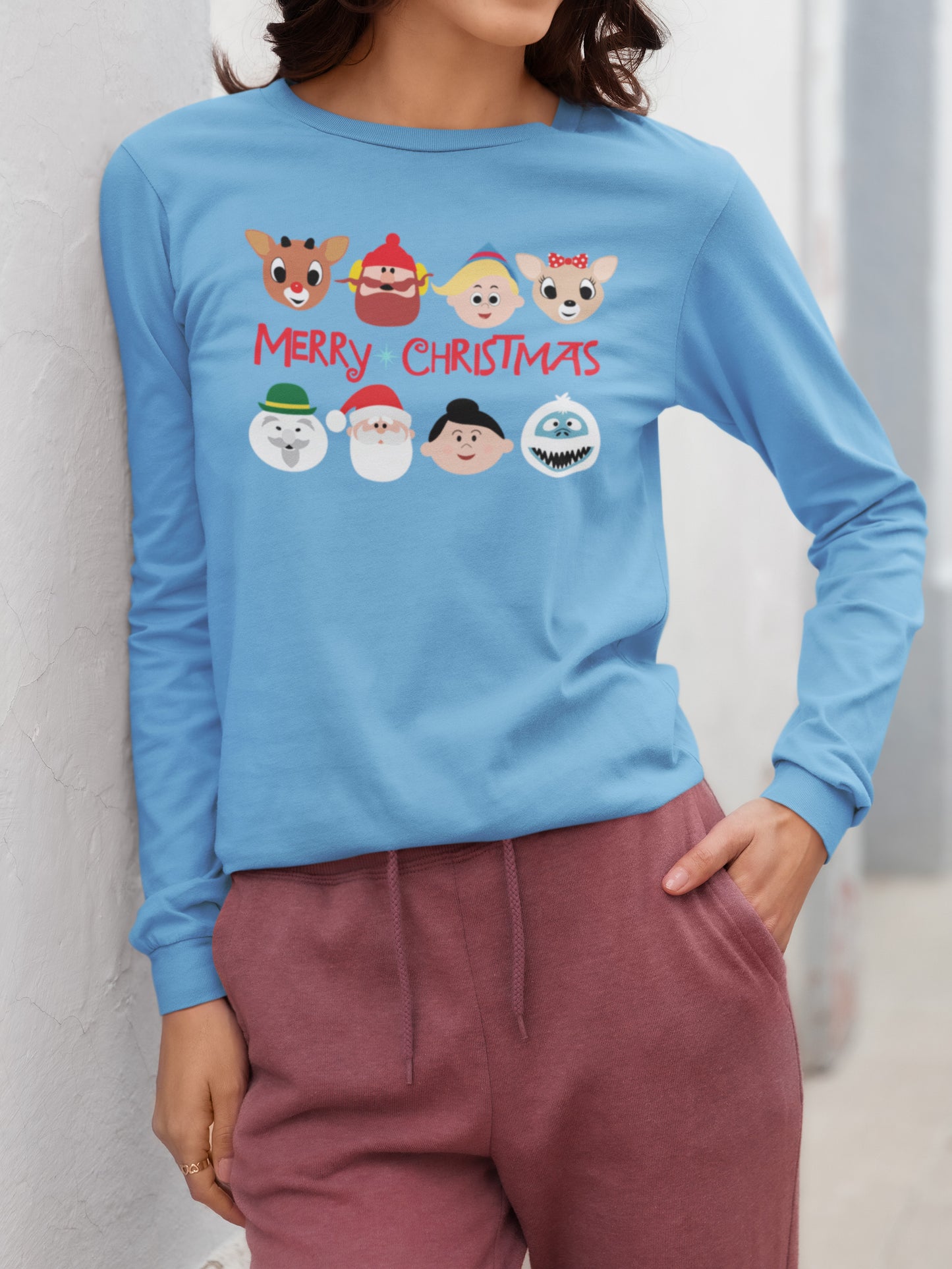 Rudolph Characters Merry Christmas - Long Sleeve Tee