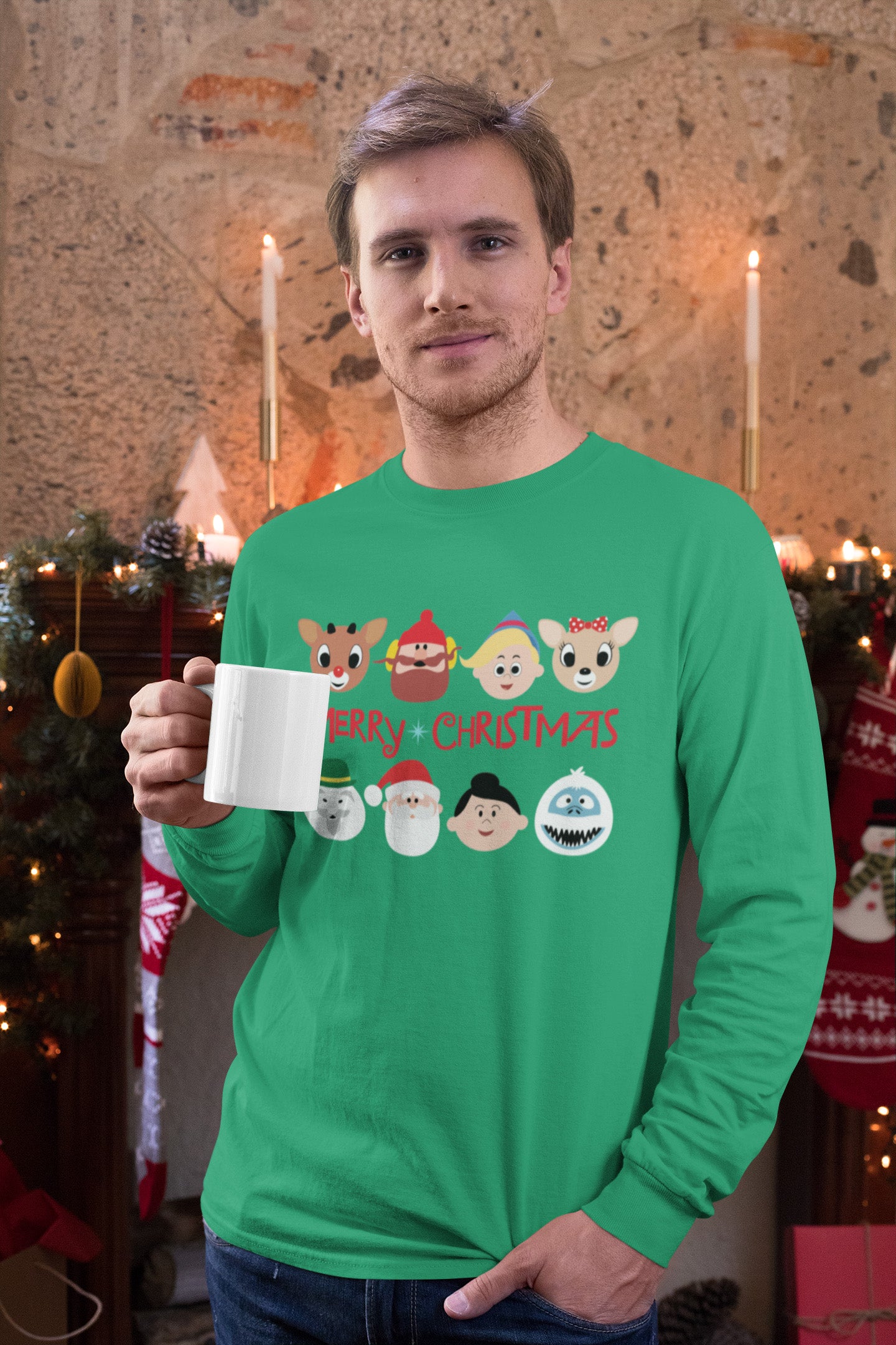 Rudolph Characters Merry Christmas - Long Sleeve Tee