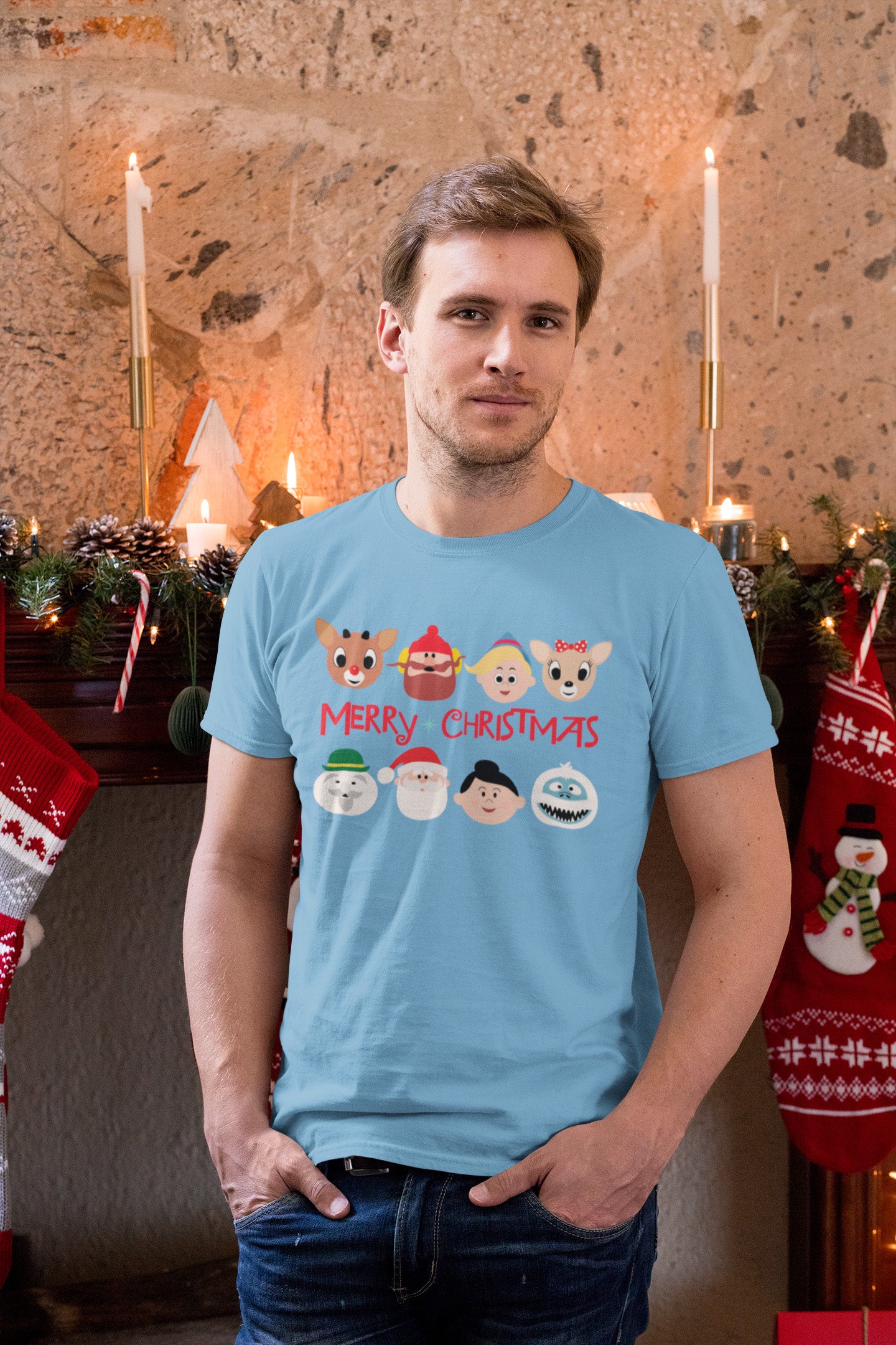 Rudolph Characters Merry Christmas - T-Shirt