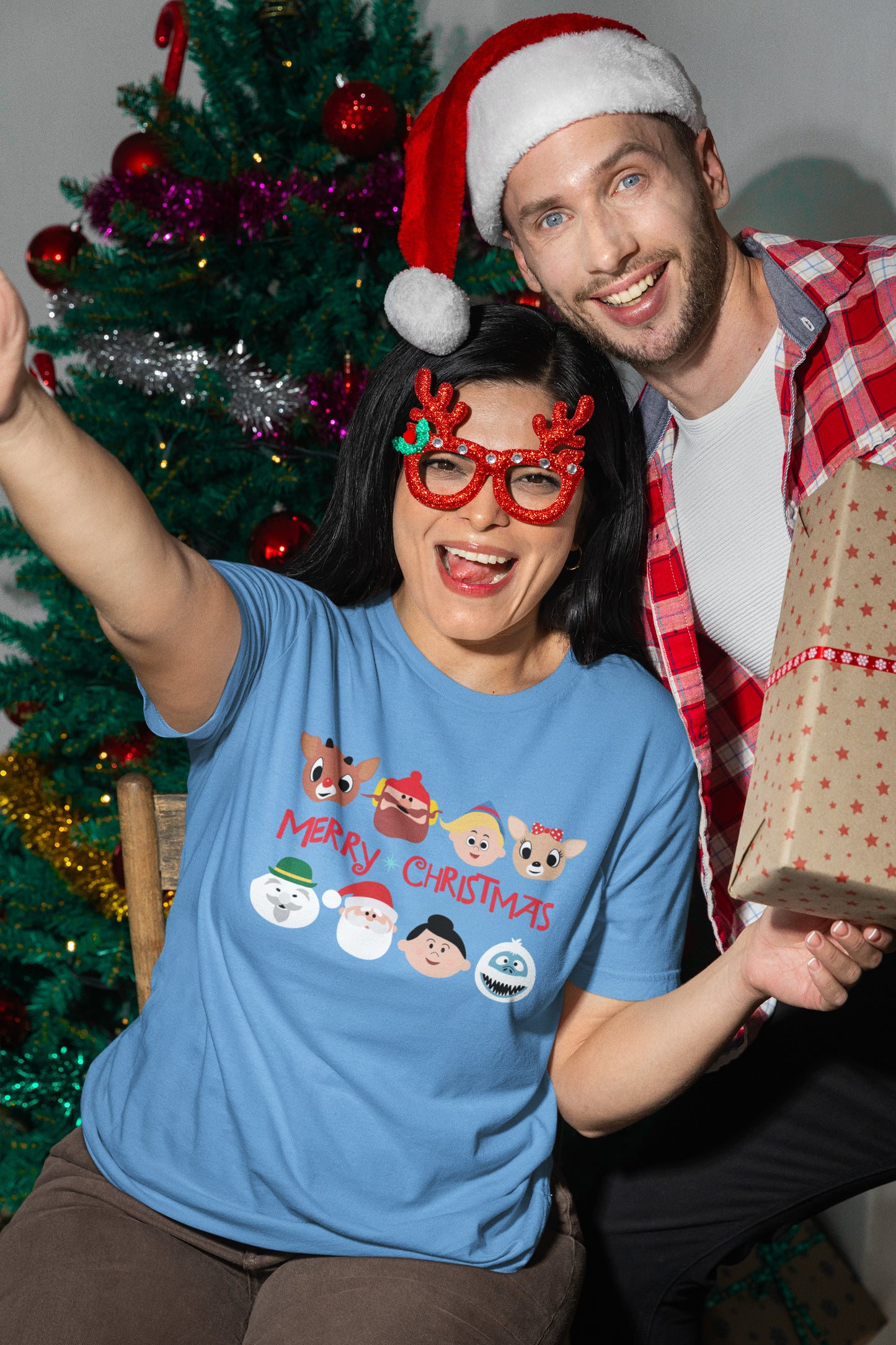 Rudolph Characters Merry Christmas - T-Shirt