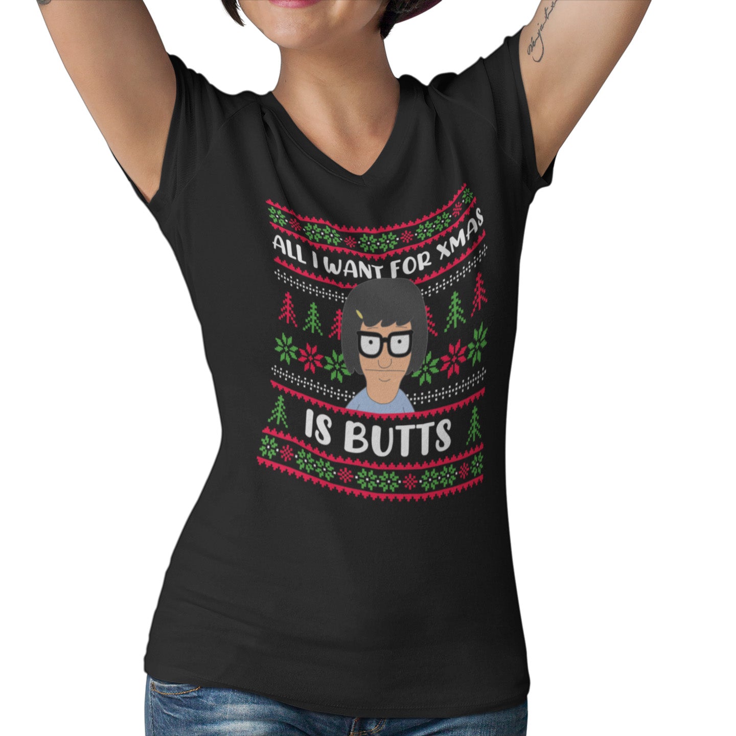 Tina Belcher Christmas - Ladies V-Neck T-Shirt