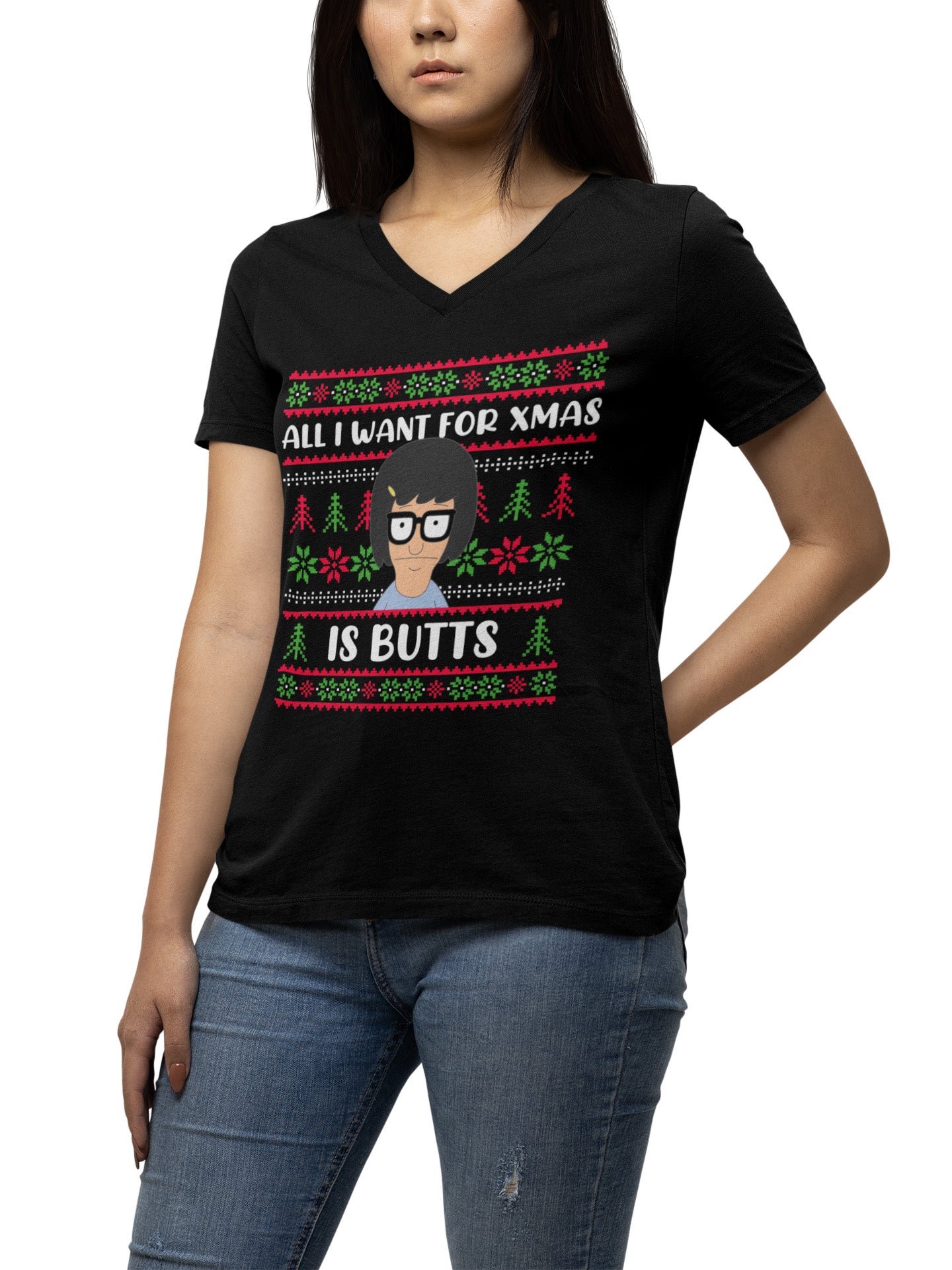 Tina Belcher Christmas - Ladies V-Neck T-Shirt