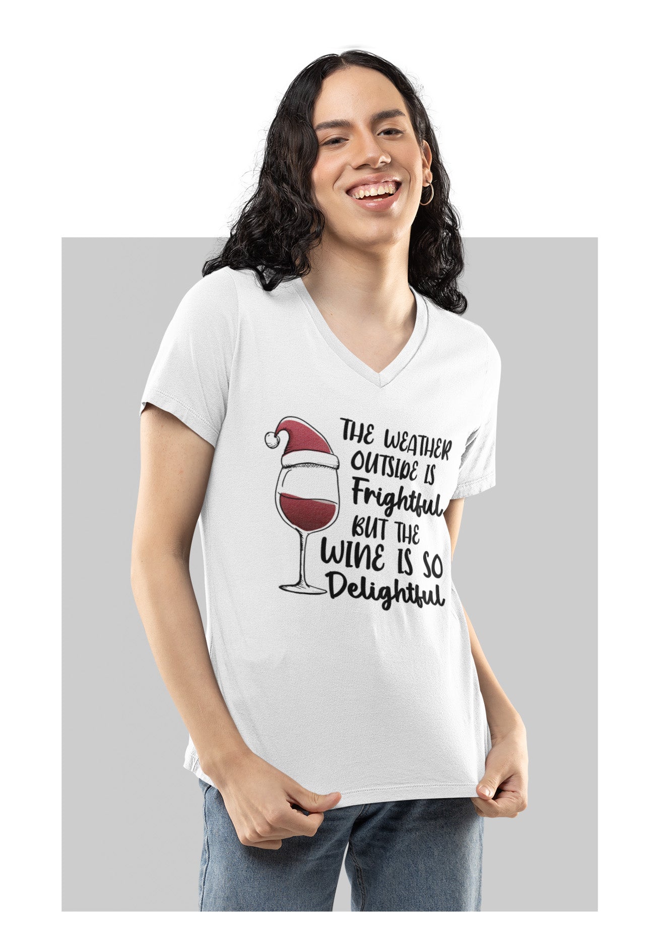 Wine Christmas - Ladies V-Neck T-Shirt