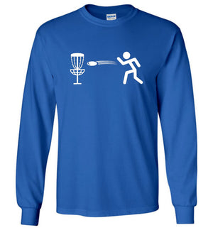 Disc Golf Shirt - StickMan - Gildan Long Sleeve T-Shirt-white - Absurd Ink