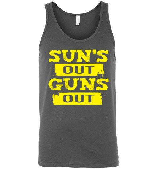 SUN'S OUT GUNS OUT - Canvas Unisex Tank - Absurd Ink