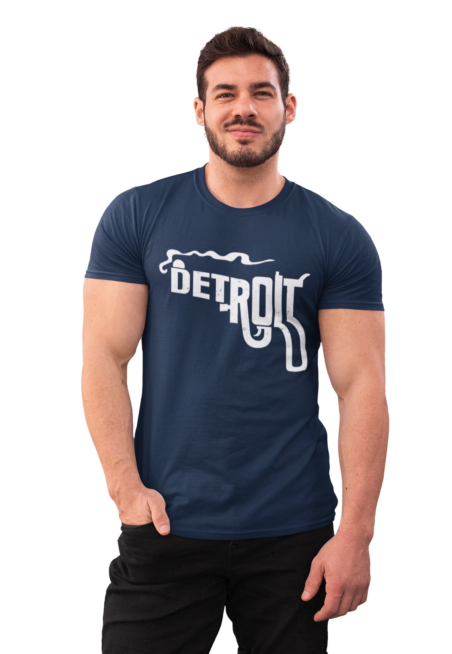 CustomCat Detroit Mac - T-Shirt, Navy / S