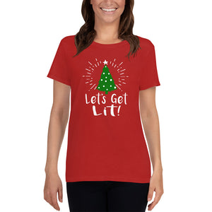 Lets Get Lit - Christmas Tree - Ladies Tee - Absurd Ink