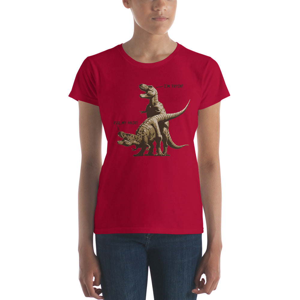 TRex Pull My Hair Ladies Tee Absurd Ink