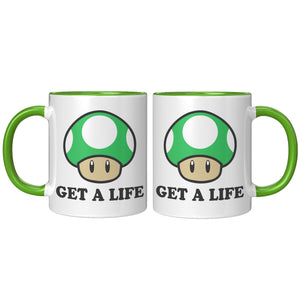 Get A Life Green Mushroom Mug