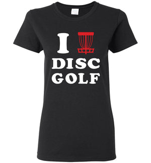 Disc Golf T-Shirt - I Love Disc Golf - Ladies Tee - Absurd Ink