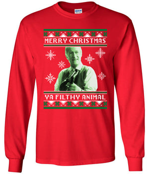 Merry Christmas Ya Filthy Animal - Long Sleeve T-Shirt - Absurd Ink