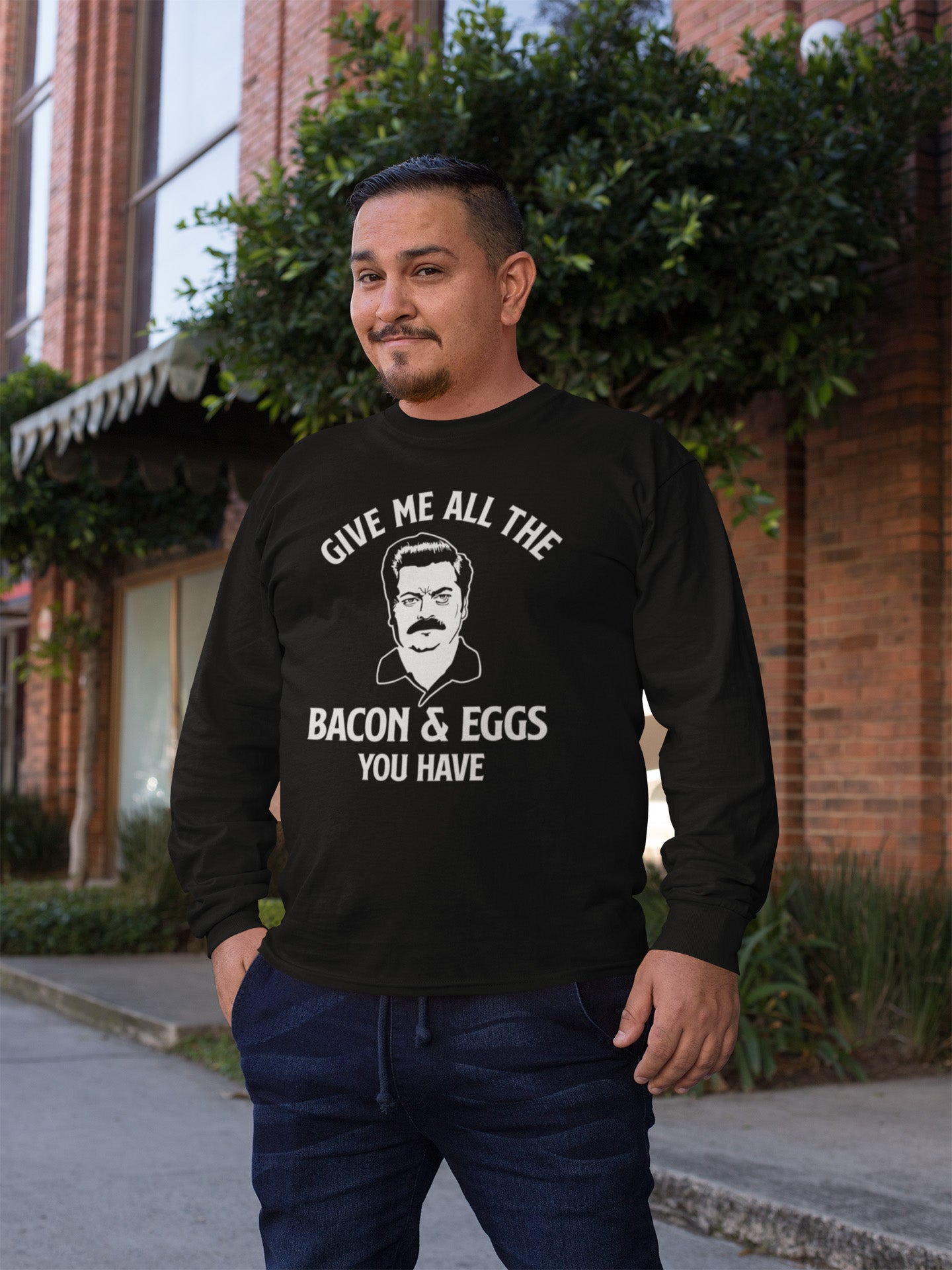 Ron Swanson Bacon & Eggs - Long Sleeve Tee