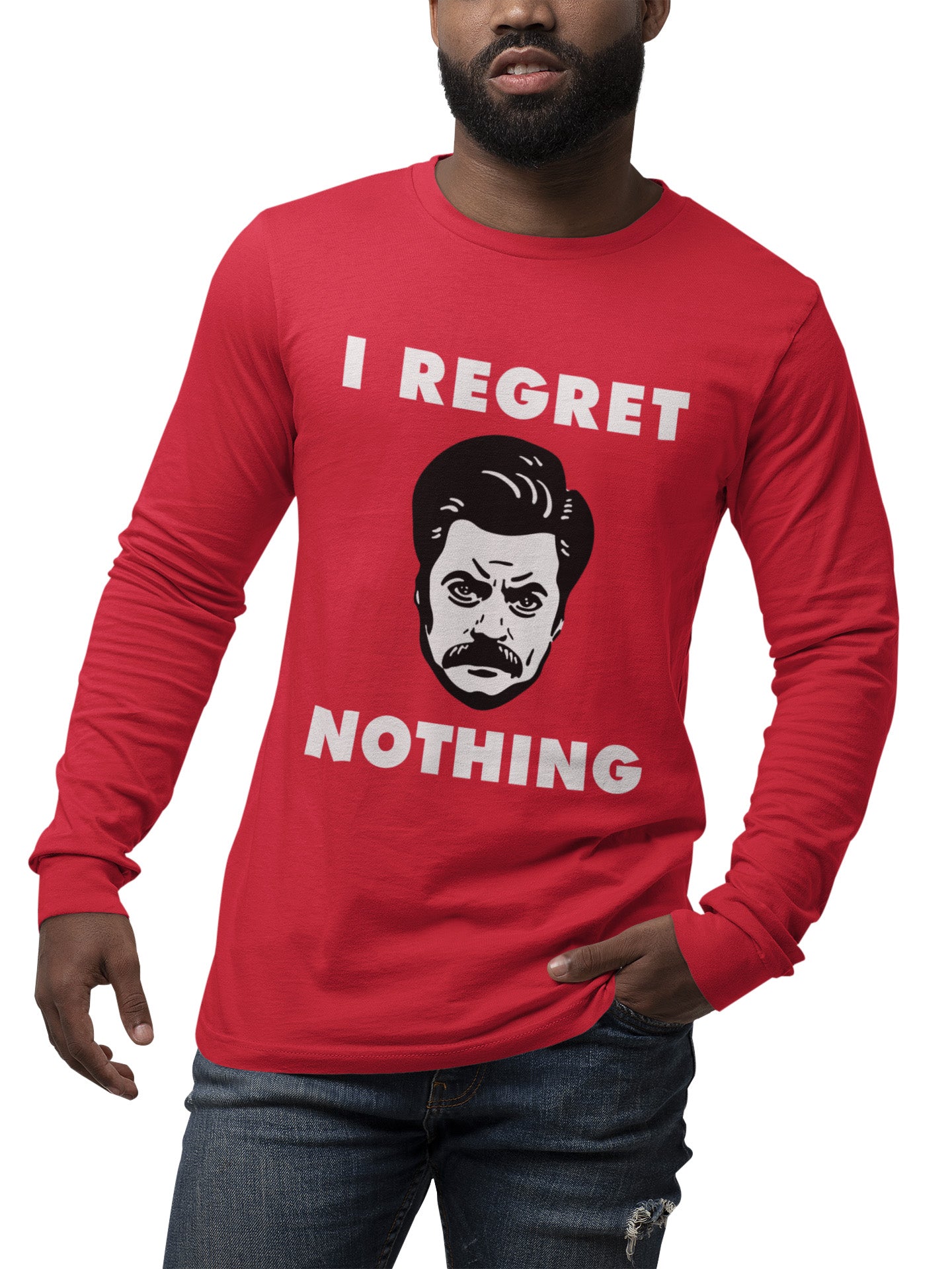 Ron Swanson I Regret Nothing - Long Sleeve Tee